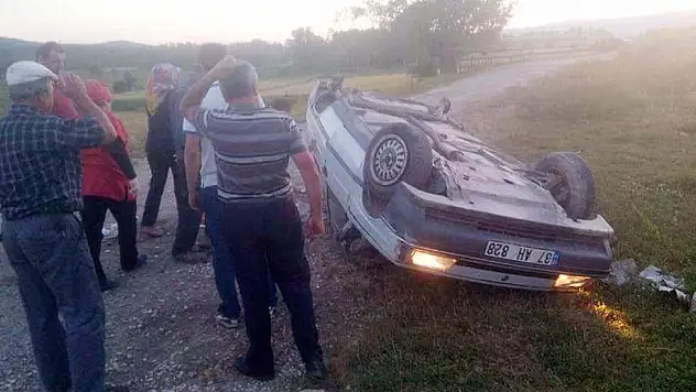 Direksiyonda uyudu, otomobil takla attı: 1 YARALI