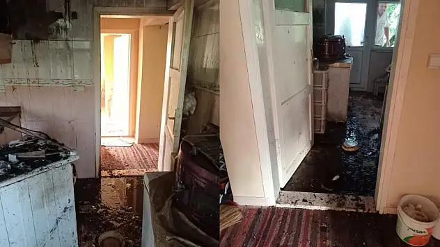Fırından çıkan yangın evi kullanılamaz hale getirdi