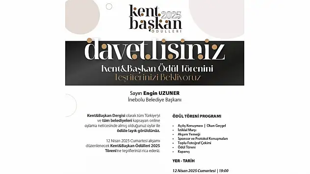 İnebolu Belediye Başkanı Engin Uzuner'e Bir Başarı Ödülü Daha