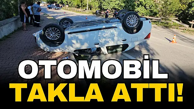Kaldırıma Çarpan Otomobil Takla Attı!