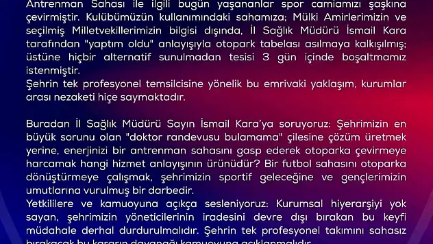 Karabük İdman Yurdu Sahasında Otopark Tabelası Krizi