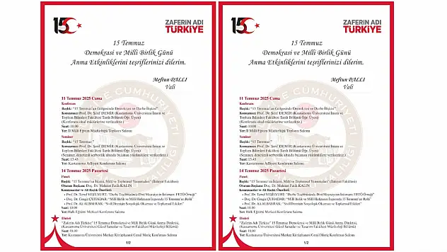 Kastamonu'da 15 Temmuz Anma Programı Açıklandı