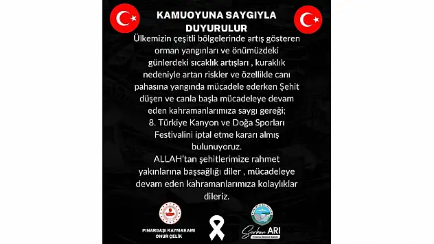 Kastamonu'da 8. Kanyon Ve Doğa Sporları Festivali İptal Edildi