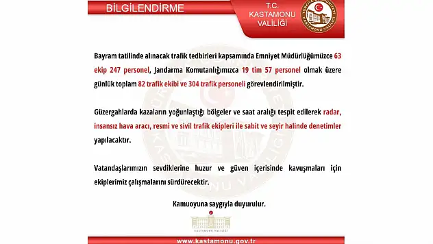 Kastamonu'da Bayram Tatilinde Trafik Tedbirleri Arttırıldı
