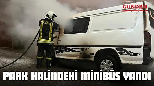 Kastamonu'da Park Halindeki Minibüs Yandı