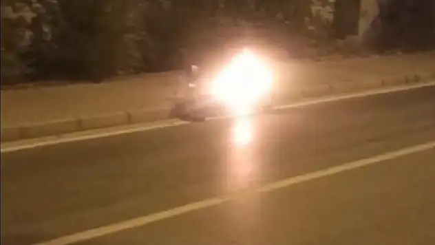 Kastamonu'da seyir halindeki motosiklet yandı