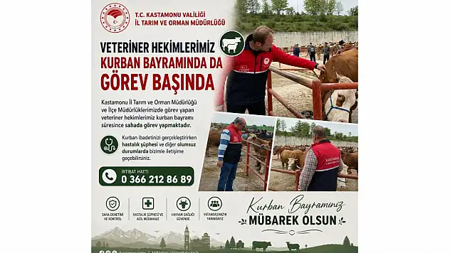 Kastamonu İl Tarım ve Orman Müdürlüğü Veteriner Hekimleri Bayram Boyunca Görev Yapacak