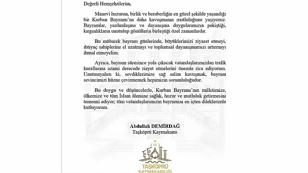 Kaymakam Demirdağ: 'Dayanışmamızı Artırmayı İhmal Etmeyelim'