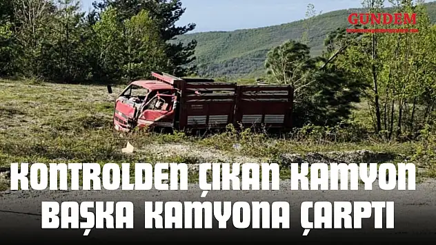 Kontrolden Çıkan Kamyon Başka Kamyona Çarptı
