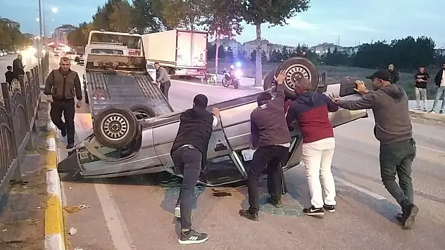 Kontrolden çıkan otomobil takla attı: 1 yaralı