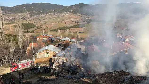 Köyde Korkutan Yangın