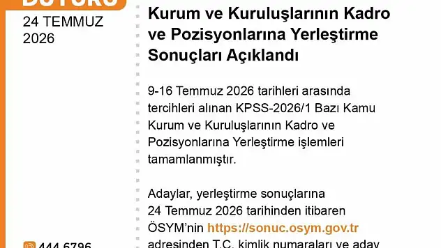 KPSS-2026/1 Yerleştirme Sonuçları Açıklandı