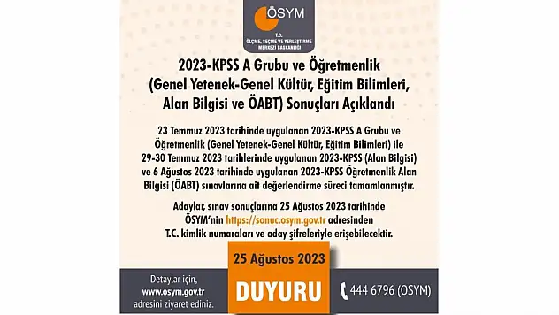 KPSS sonuçları açıklandı