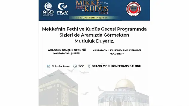 Mekke'nin Fethi Ve Kudüs Gecesi Düzenlenecek