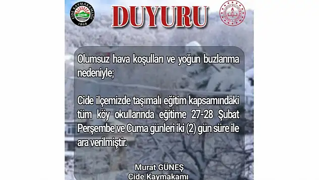 O İlçede Eğitime Kar Engeli