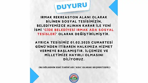 O Tesisin İsmi Değişti