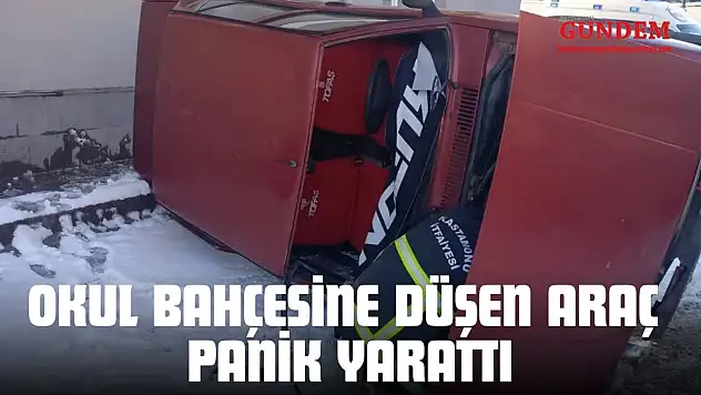 Okul Bahçesine Düşen Araç Panik Yarattı