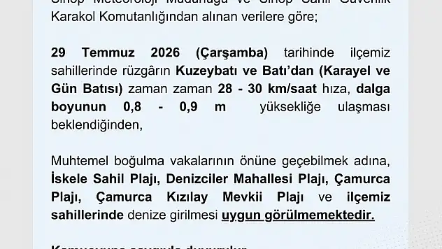 Olumsuz hava şartları nedeniyle denize girmek yasaklandı
