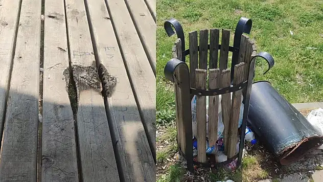 Parktaki Kamelya ve Çöp Kovaları Tahrip Edildi