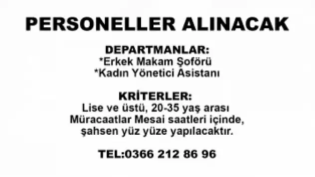 PERSONELLER ALINACAK