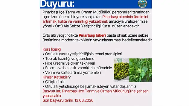 Pınarbaşı'nda Üreticilere Sera Eğitimi