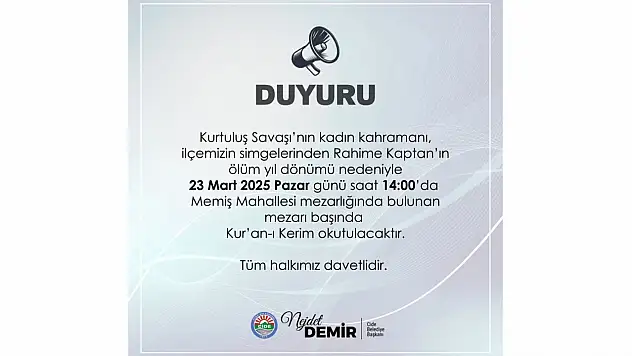 Rahime Kaptan Anılacak