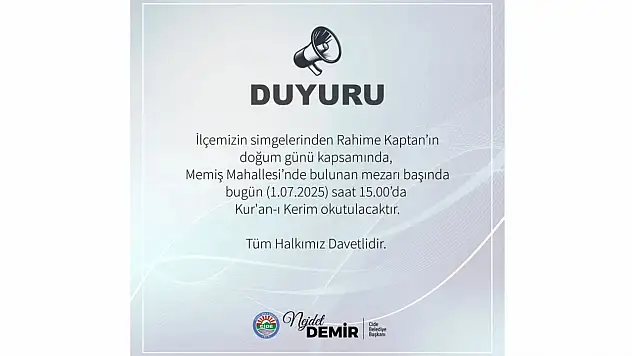 Rahime Kaptan İçin Kur'an-ı Kerim Okutulacak