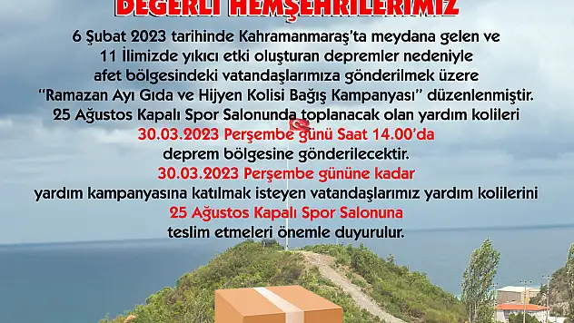 Ramazan kumanyası yardımı başlatıldı
