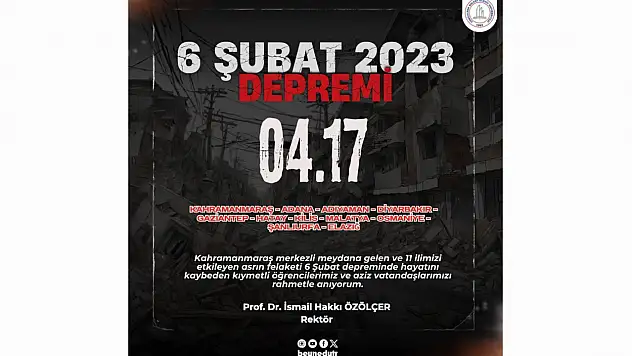 Rektör Özölçer'den Anma Mesajı