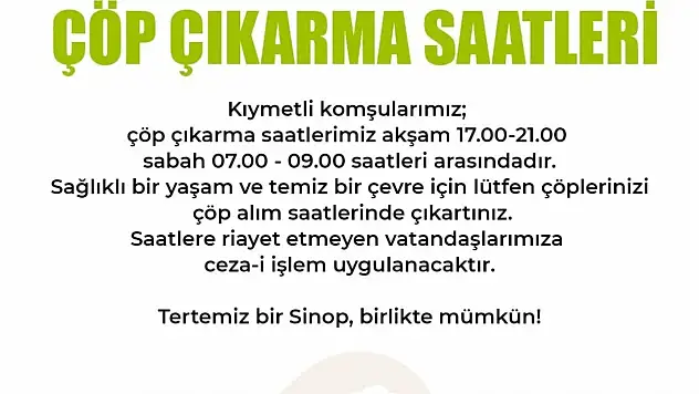 Sinop Belediyesi'nden Bilgilendirme 
