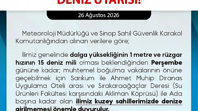 Sinop'ta deniz uyarısı
