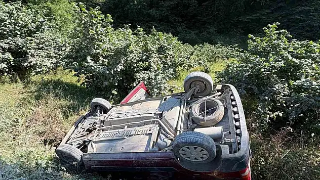 Takla atan otomobilden sağ çıktı