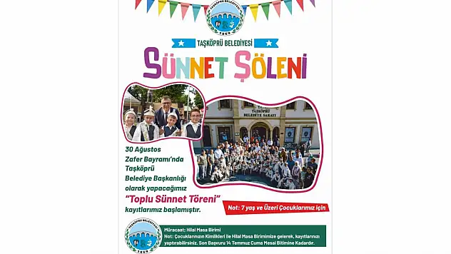 Taşköprü'de Toplu Sünnet Şöleni düzenlenecek
