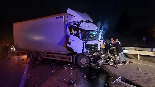 Tırın Dorsesine Çarpan Kamyonun Sürücüsü Yaralandı