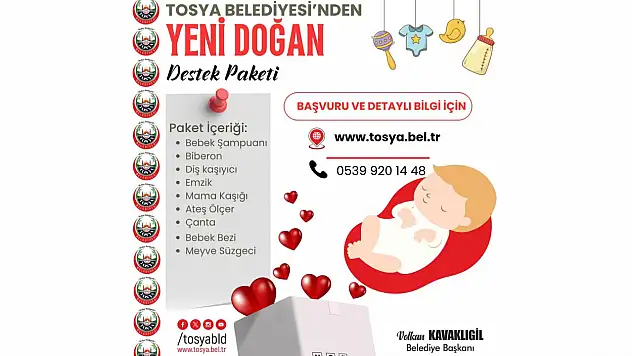 Tosya Belediyesi'nden Yeni Doğan Destek Paketi