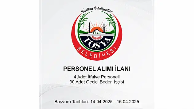 Tosya Belediyesi'ne Personel Alınacak