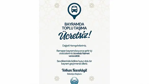 Tosya'da Bayram Boyunca Halk Otobüsleri Ücretsiz Olacak