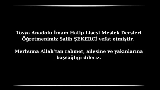 Tosya'da Öğretmen Salih Şekerci Hayatını Kaybetti