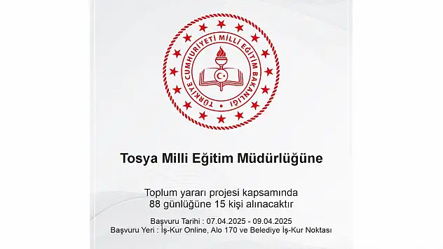Tosya'da Personel Alınacak