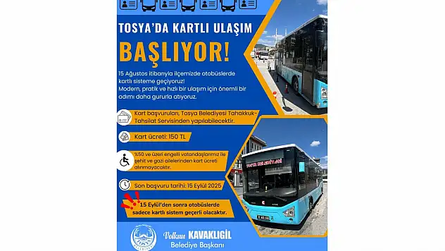 Tosya'da Ulaşımda Kartlı Dönem