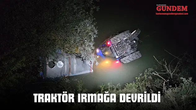 Traktör Irmağa Devrildi, Sürücü Yaralandı