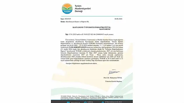 Turizm Fakültesi Tam Akreditasyon Aldı