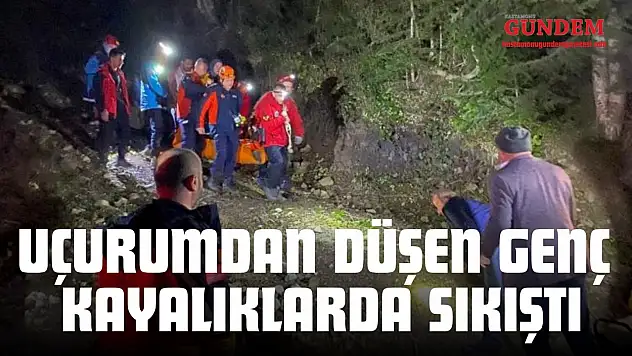Uçurumdan Düşen Genç Kayalıklarda Sıkıştı