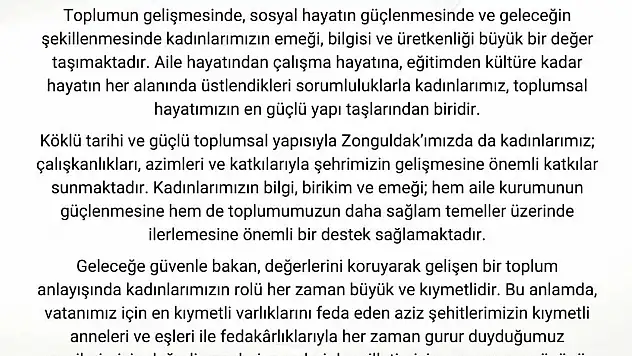 Vali Osman Hacıbektaşoğlu'ndan 8 Mart Mesajı