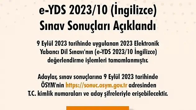 YDS sonuçları açıklandı
