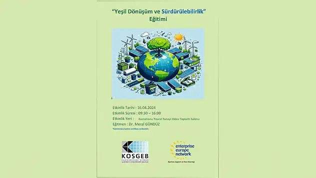 Yeşil Dönüşüm ve Sürdürülebilirlik Eğitimi Düzenlenecek