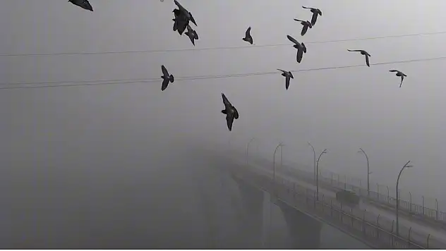 Yoğun Sisten Kaybolan Yapılar Dronla Görüntülendi