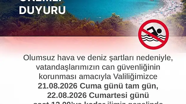 Zonguldak'ta iki gün boyunca denize girişler yasaklandı