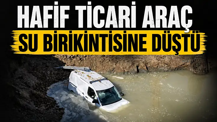 Hafif Ticari Araç Su Birikintisine Düştü