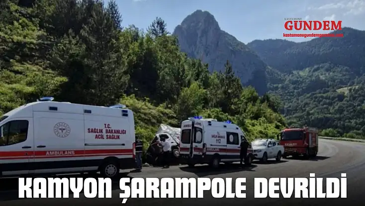 Kamyon Şarampole Devrildi